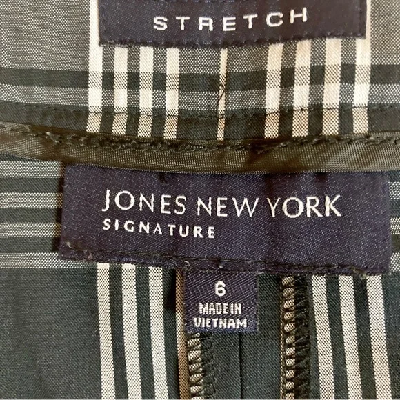 Jones New York Signature Stretch Black and White Checkered Pattern Pants Size 6 - Picture 4 of 7